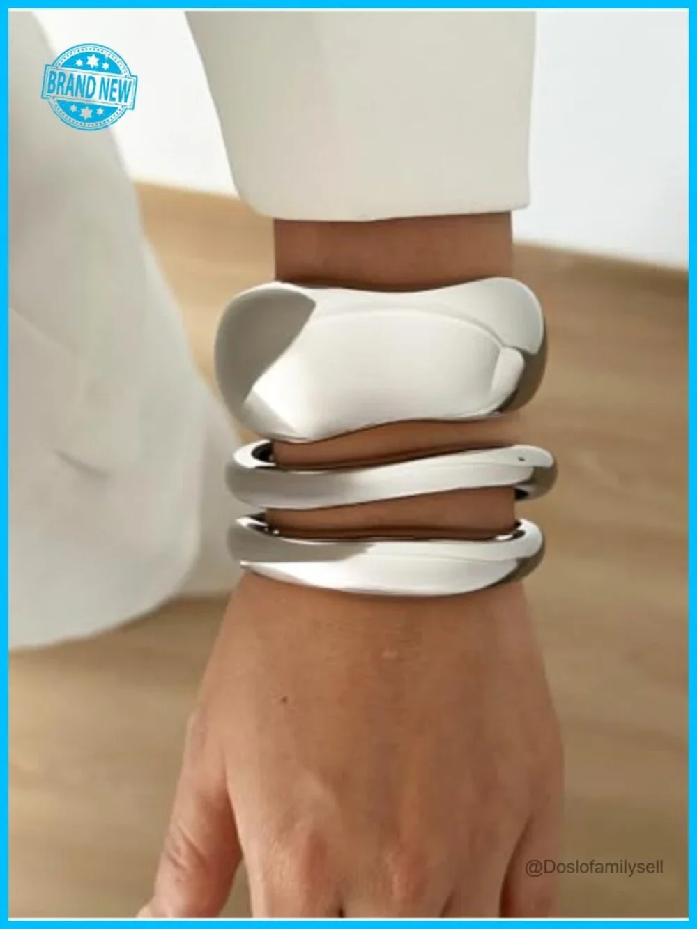 3Pcs Chunky Gold Bangles Bracelets Spring Hinged Stackable Set